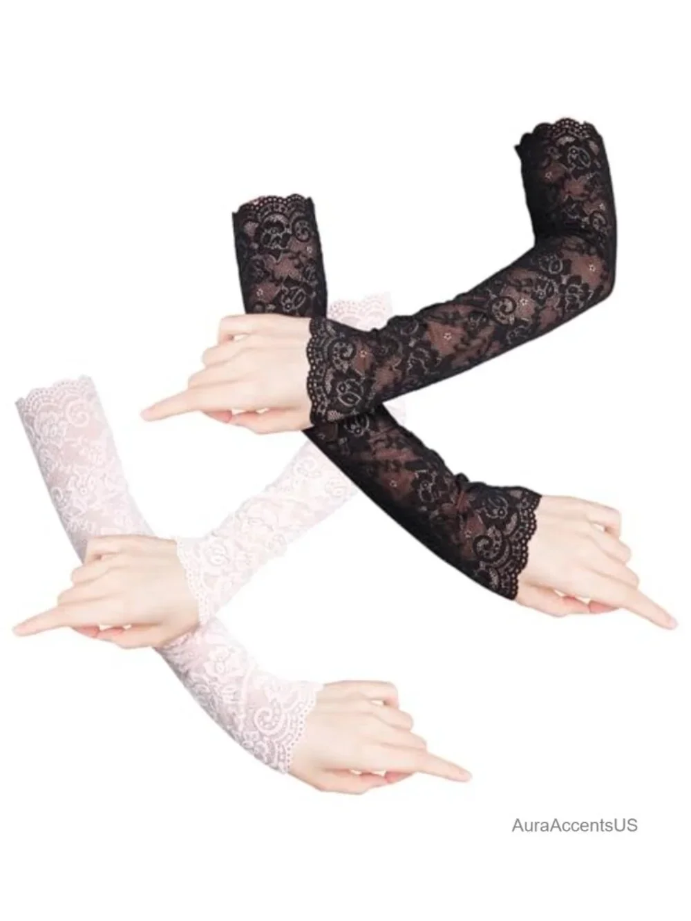 Lace Fingerless Arm Sleeve Gloves for Driving Wedding UV Sun Protection